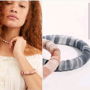 Free People Boho Fabric Wrapped Gray Bracelet